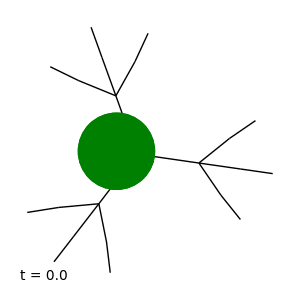 Quantum Stochastic Walk on a 2,3-balanced tree graph with a source and the centre vertex and sinks at the outer branches.